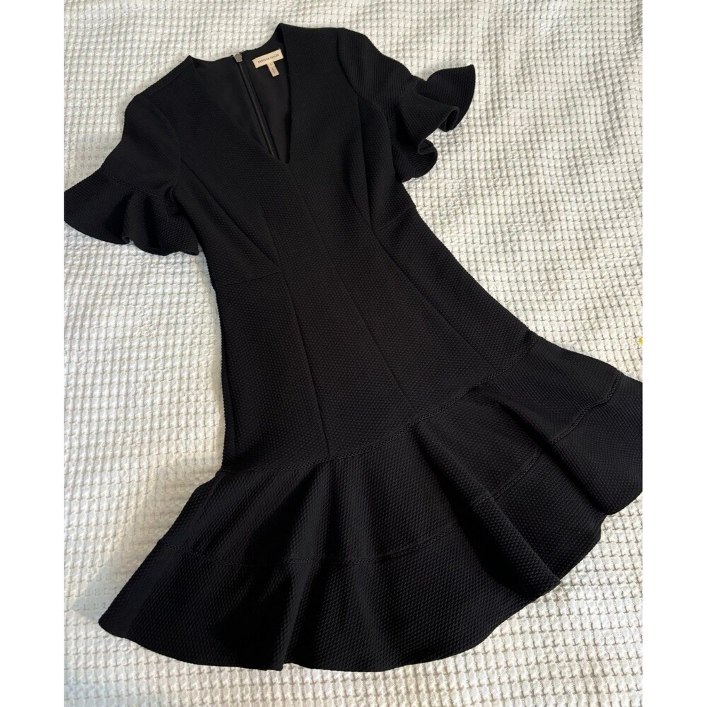 Rebecca Taylor Black size 2 dress v neck lots of ruffles